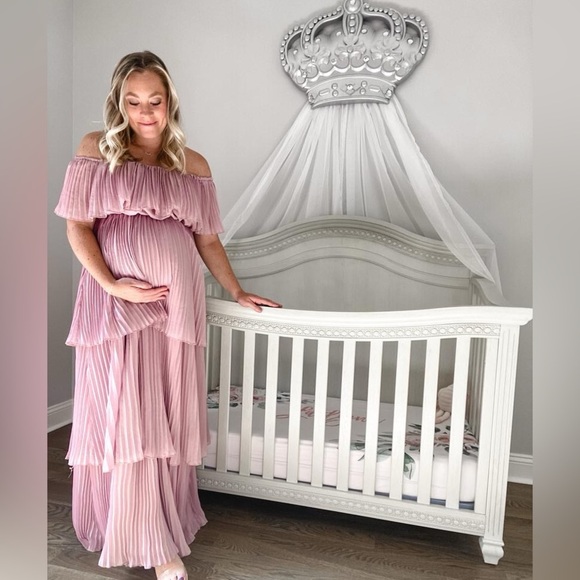 Pinkblush pleated tiered off the shoulder maxi dress nwot - Picture 10 of 12